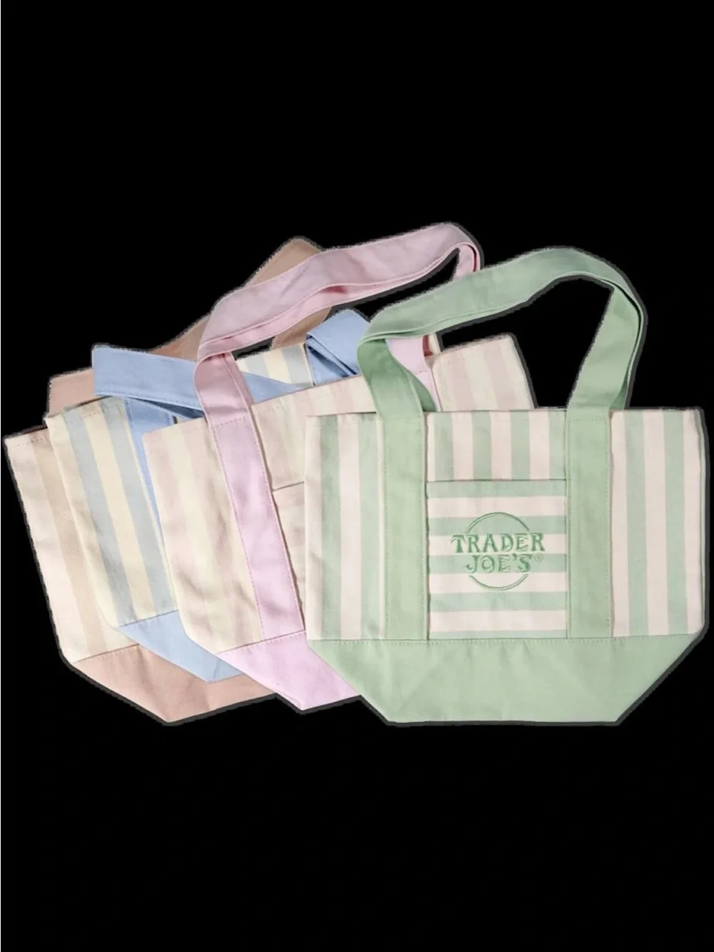 Trader Joe's Pastel Stripe Tote Bag, set of 4 - Picture 1 of 6
